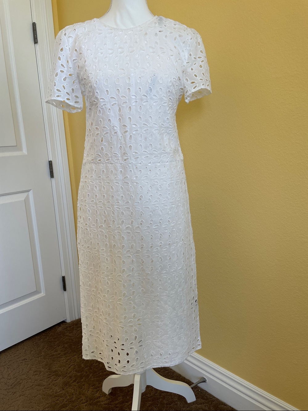 NWOT-Jenni Kayne White Eyelet Cotton Midi Dress with matching Silk slip. XS